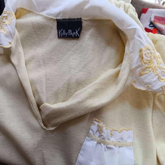 Medium True Vintage Embroidered Collar Drawstring Waist Kelly Park Top Blouse - Picture 8 of 9